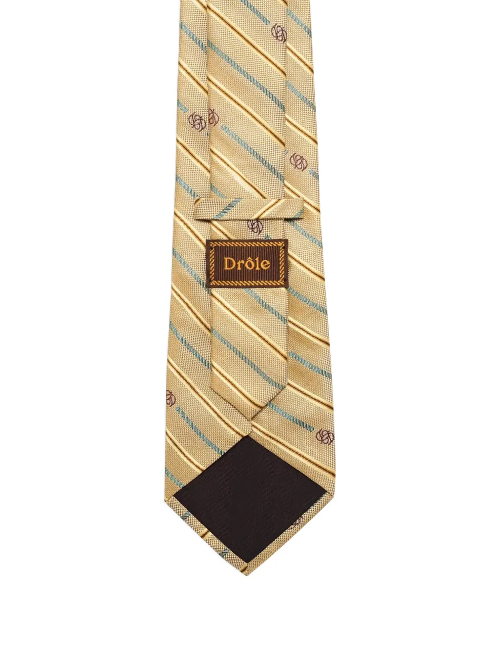 Drôle De Monsieur Gestreepte stropdas met monogram Beige
