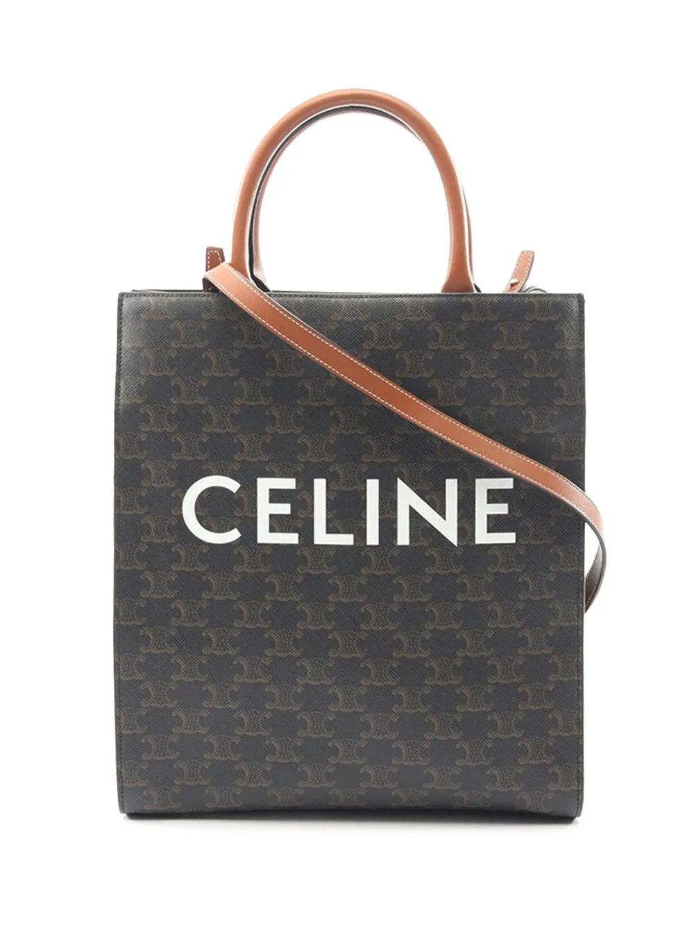 Celine Pre-Owned 2021-2026 Small Triomphe Coated Canvas Vertical Cabas tote bag - Nero