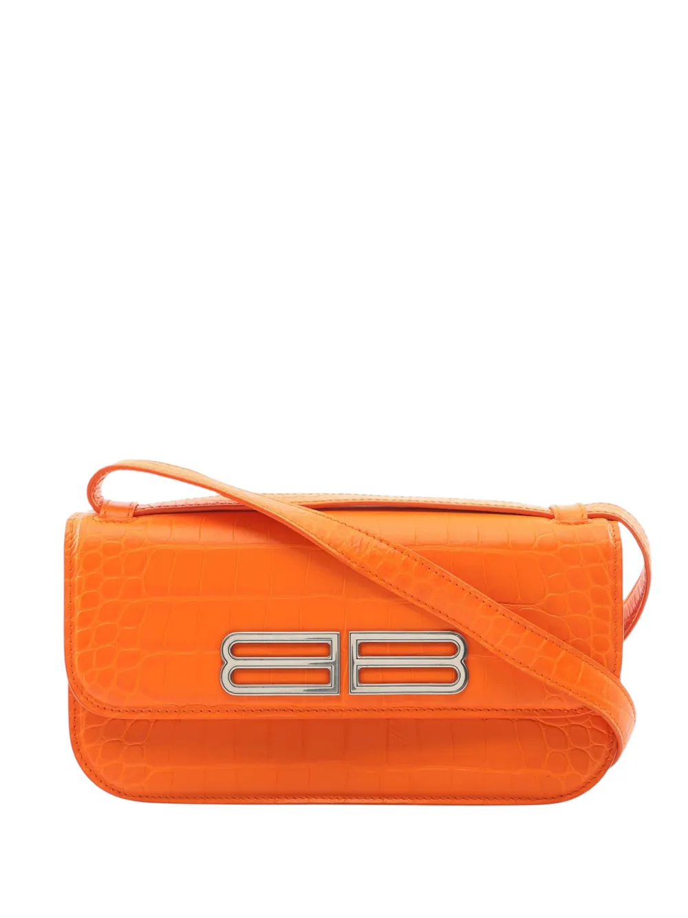 Balenciaga Pre-Owned 2010-2025 Croc Embossed Calfskin Gossip Chain Bag XS crossbody bag - Arancione