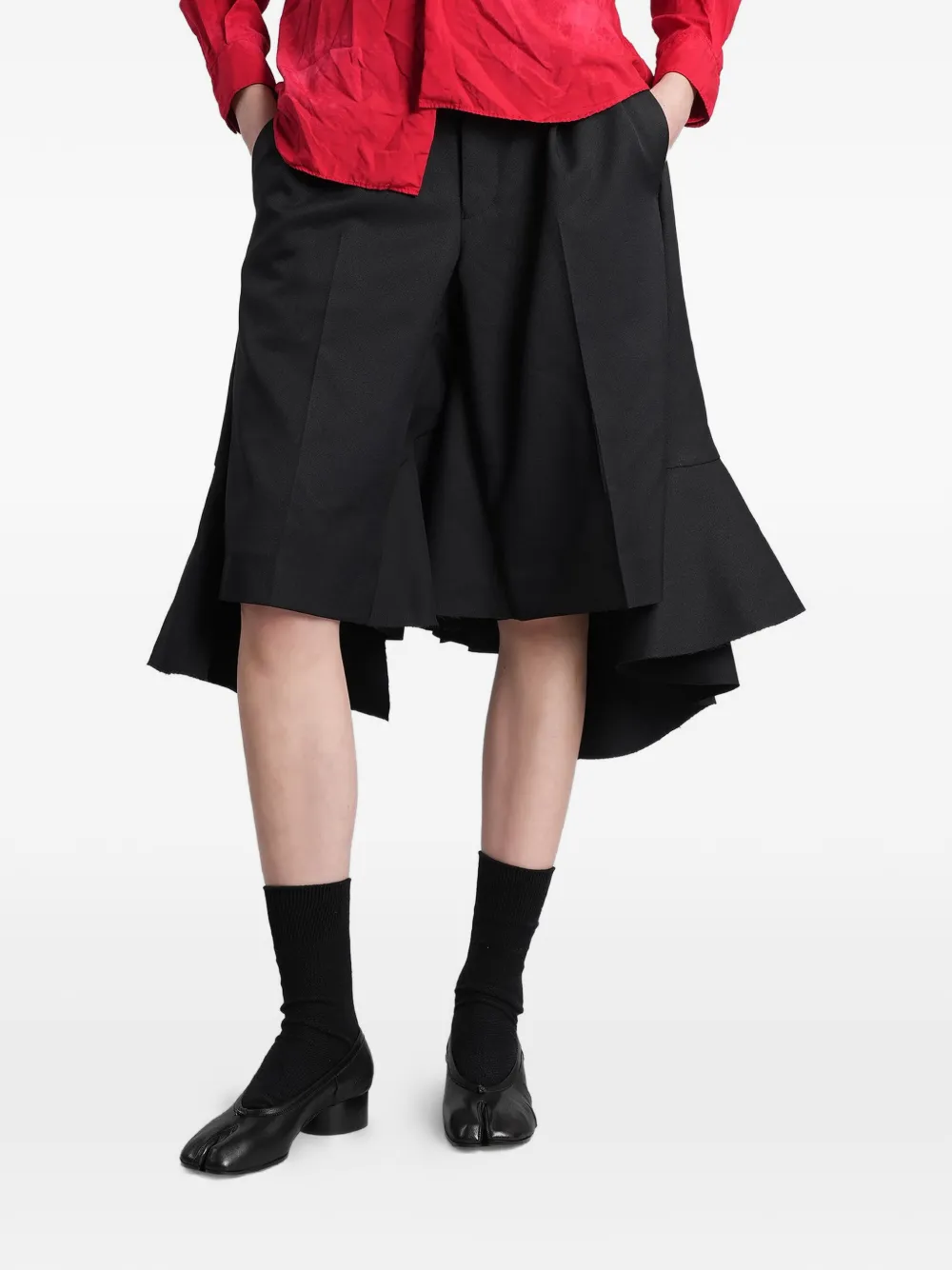 Comme Des Garçons ruffled asymmetric shorts - Nero