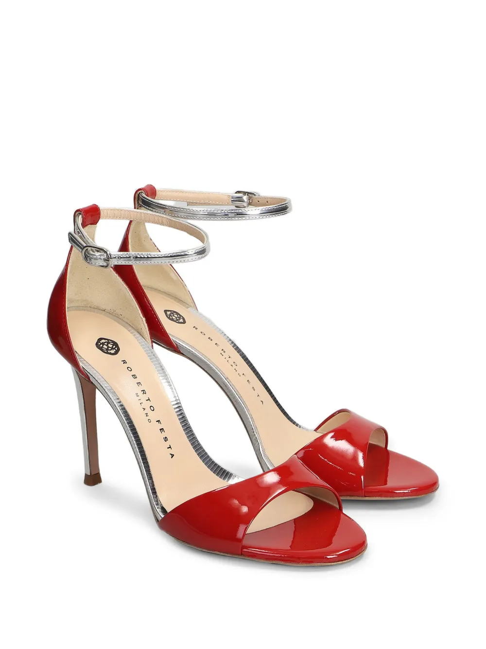 Roberto Festa Vitis ankle-strap leather heeled sandals Rood