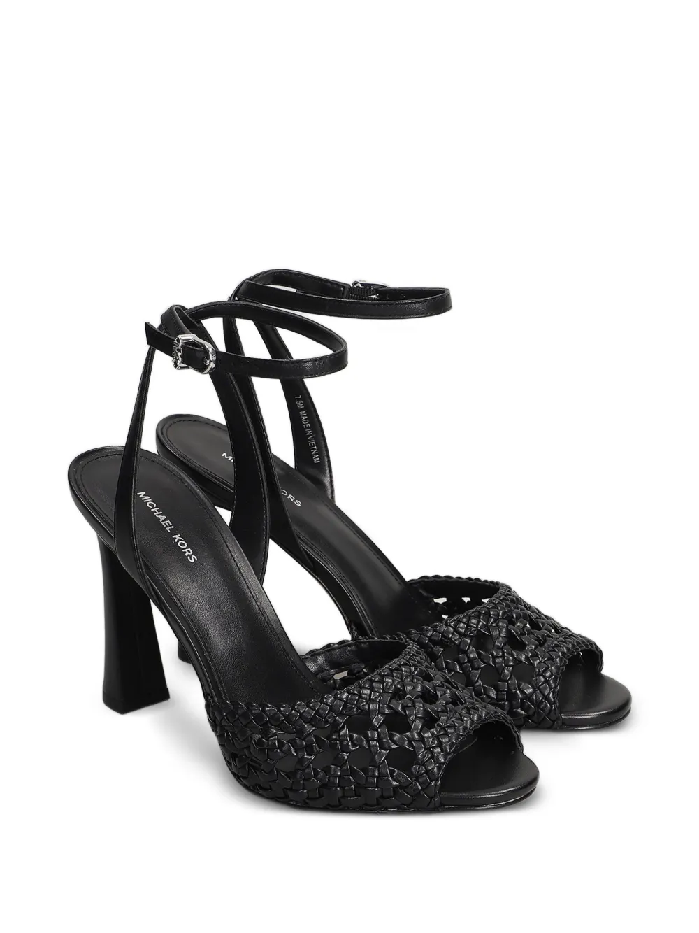 Michael Kors Rosie woven ankle-strap heeled sandals Zwart