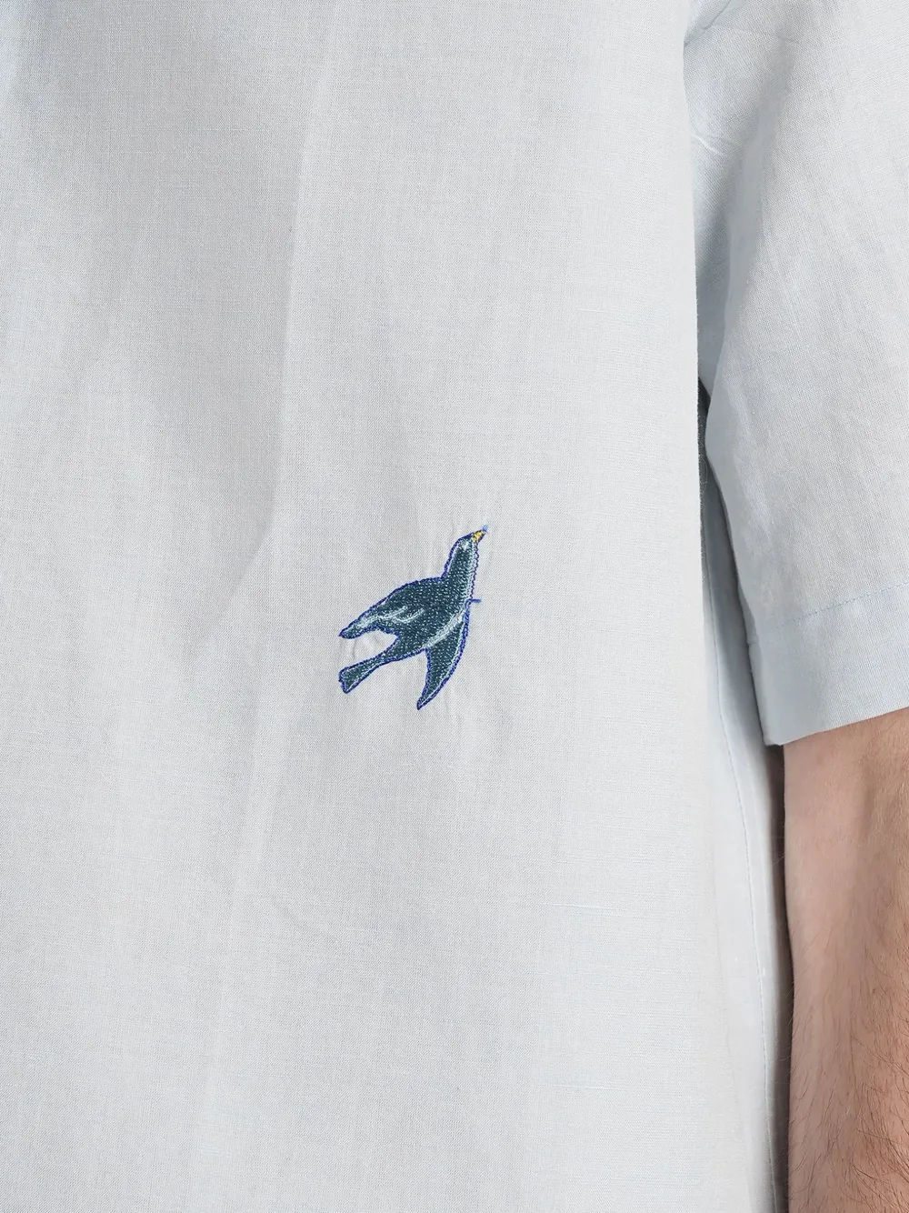 Paul Smith Overhemd met geborduurde vogel en korte mouwen Blauw