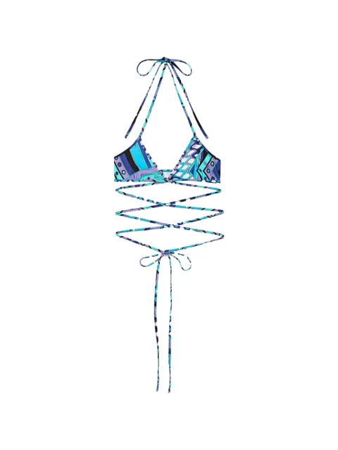 PUCCI Vivara-print wrap-around triangle bikini top