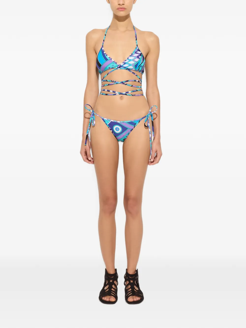PUCCI Triangel bikinitop met Vivara-print Blauw