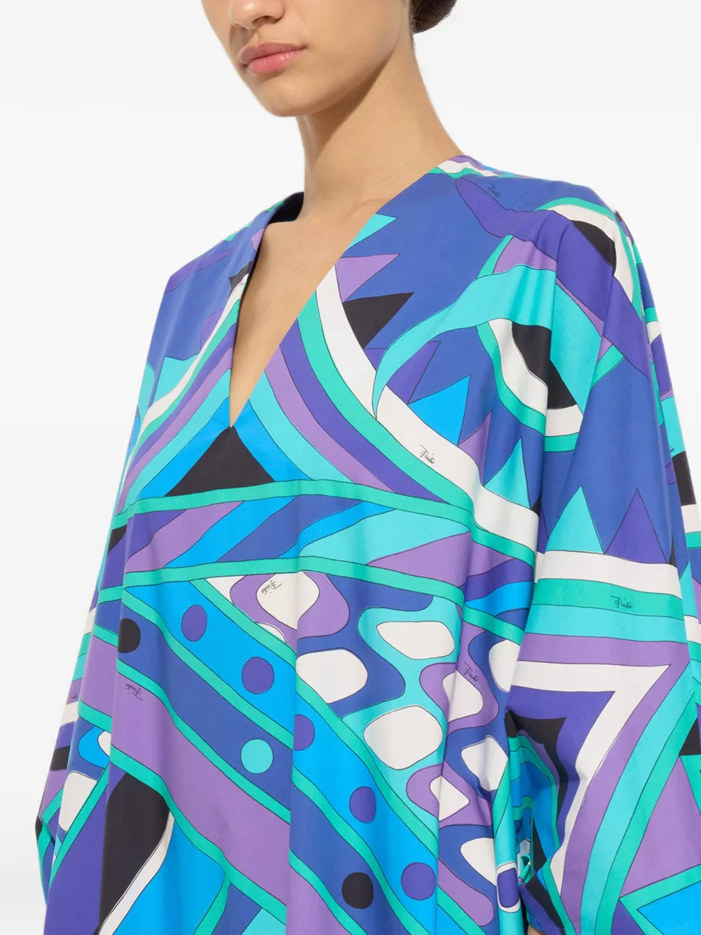 PUCCI Popeline tuniek met Vivara-print Blauw