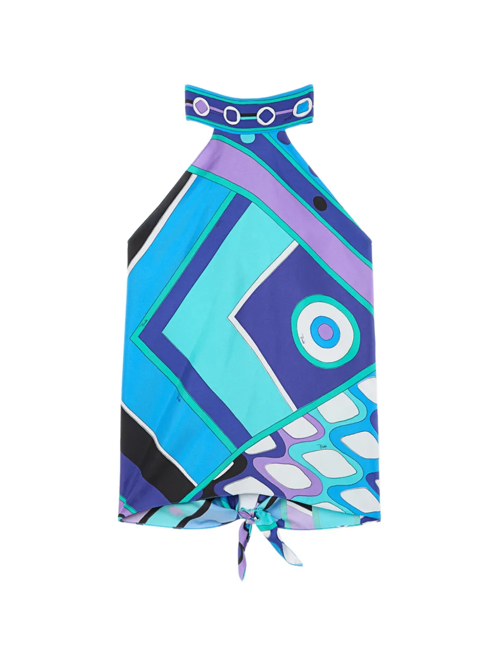 PUCCI Vivara-print halterneck top - Blu