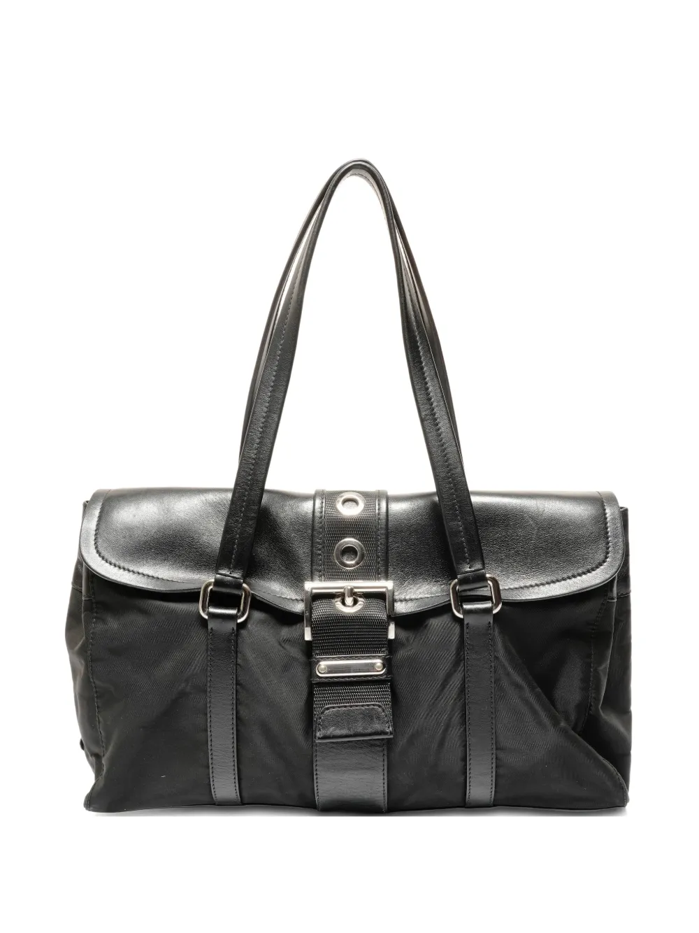 Prada Pre-Owned 2000s buckle nylon shoulder bag - Nero