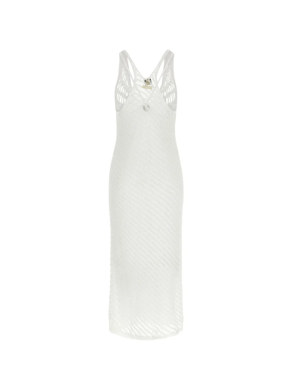 PINKO Mesh midi-jurk met V-hals Wit