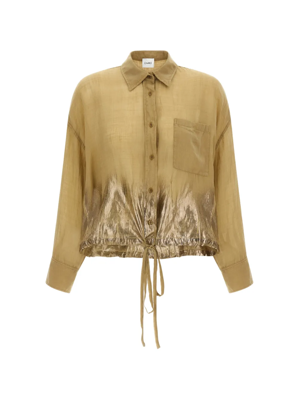 Nude pocket drawstring shirt - Marrone