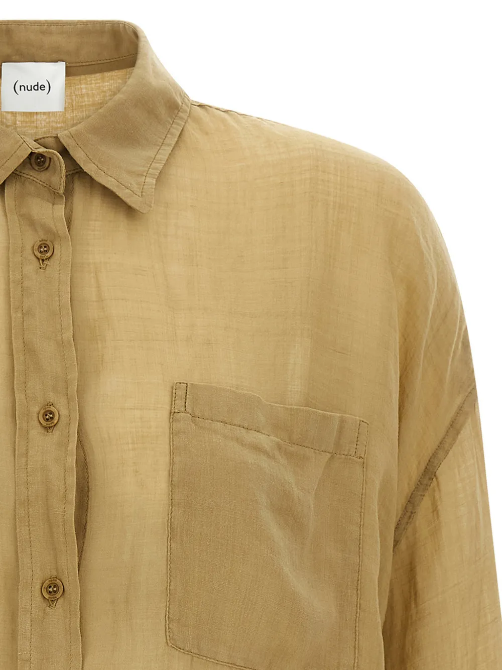  Nude Pocket Drawstring Shirt - Brown 