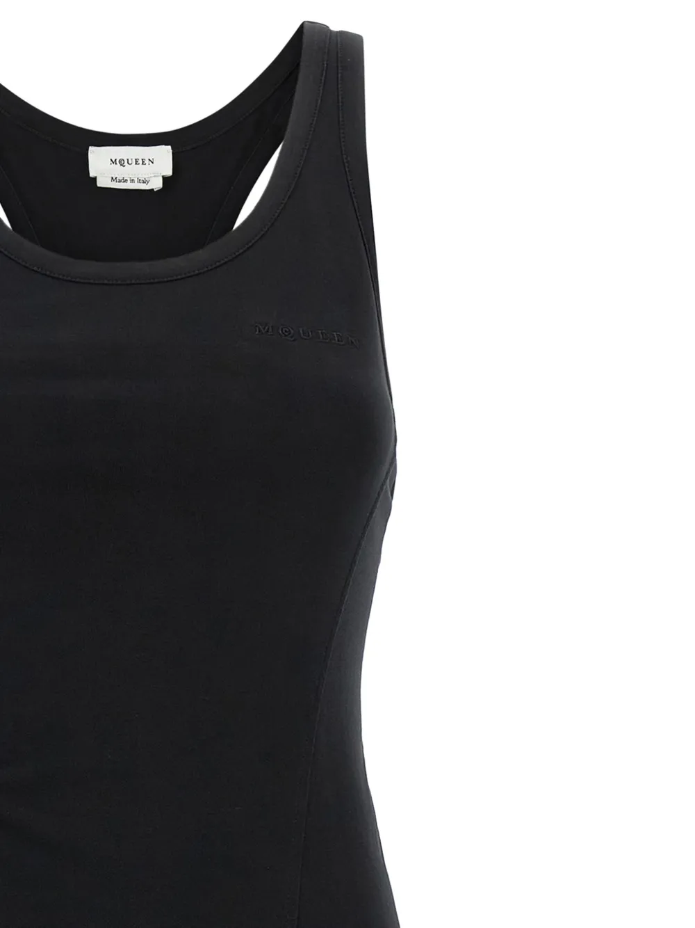 Alexander McQueen Korset jurk met geborduurd logo Zwart