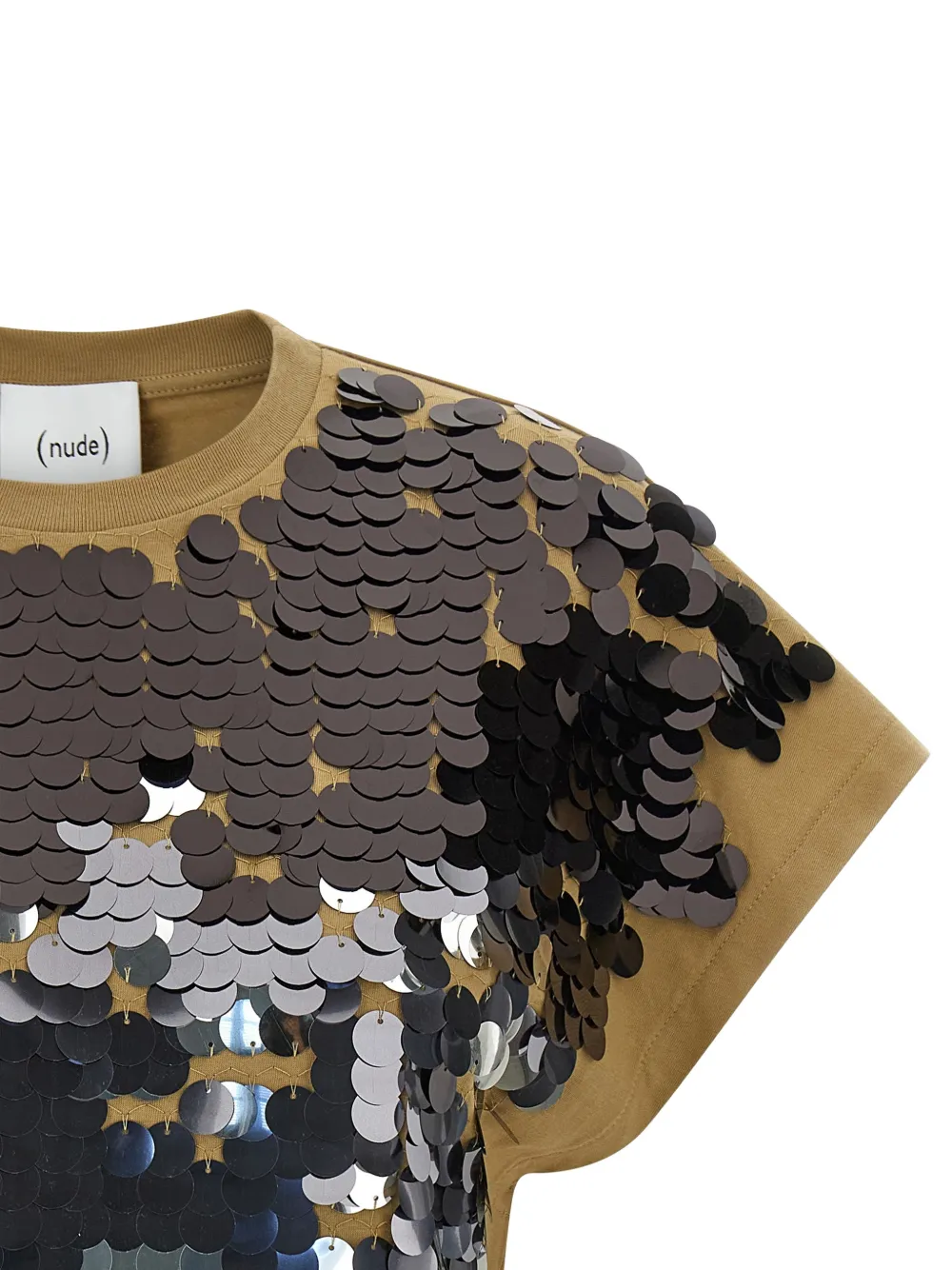 Nude Embellishment Crew Neck T-shirt - Brown 