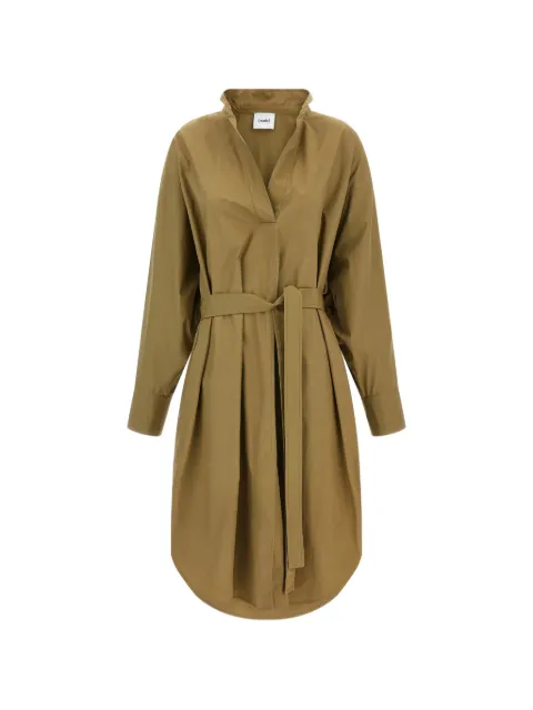 Nude open collar long sleeves dress