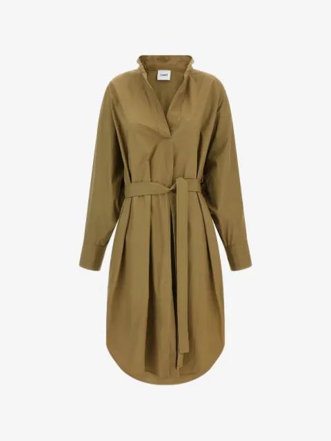 Nude belted V-neck mini dress