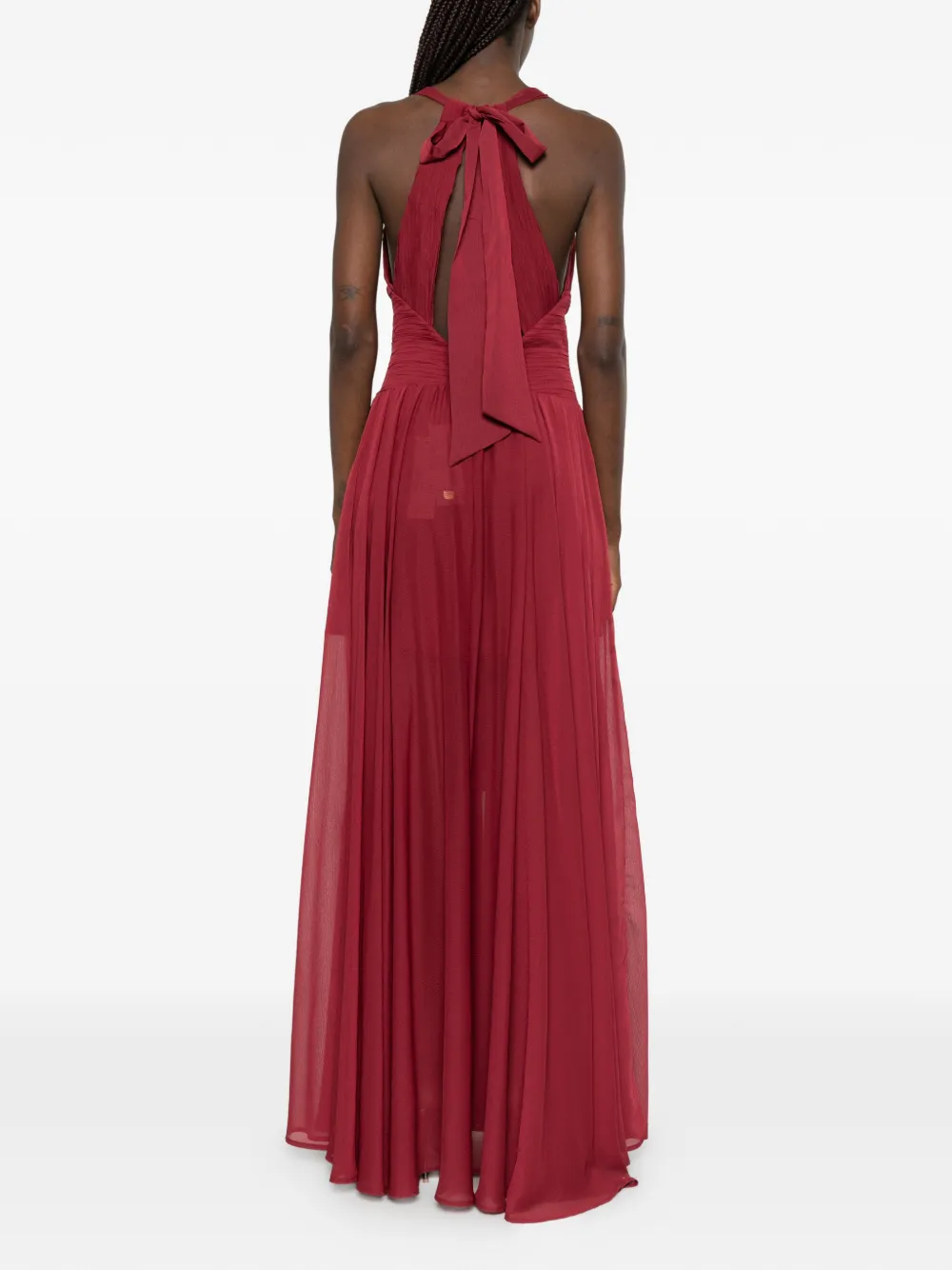 Babylone Paris Maxi-jurk verfraaid met bloemen en ruches Rood