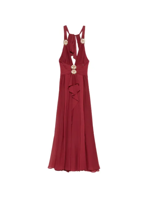 Babylone Paris flower-embellished ruffled maxi dress