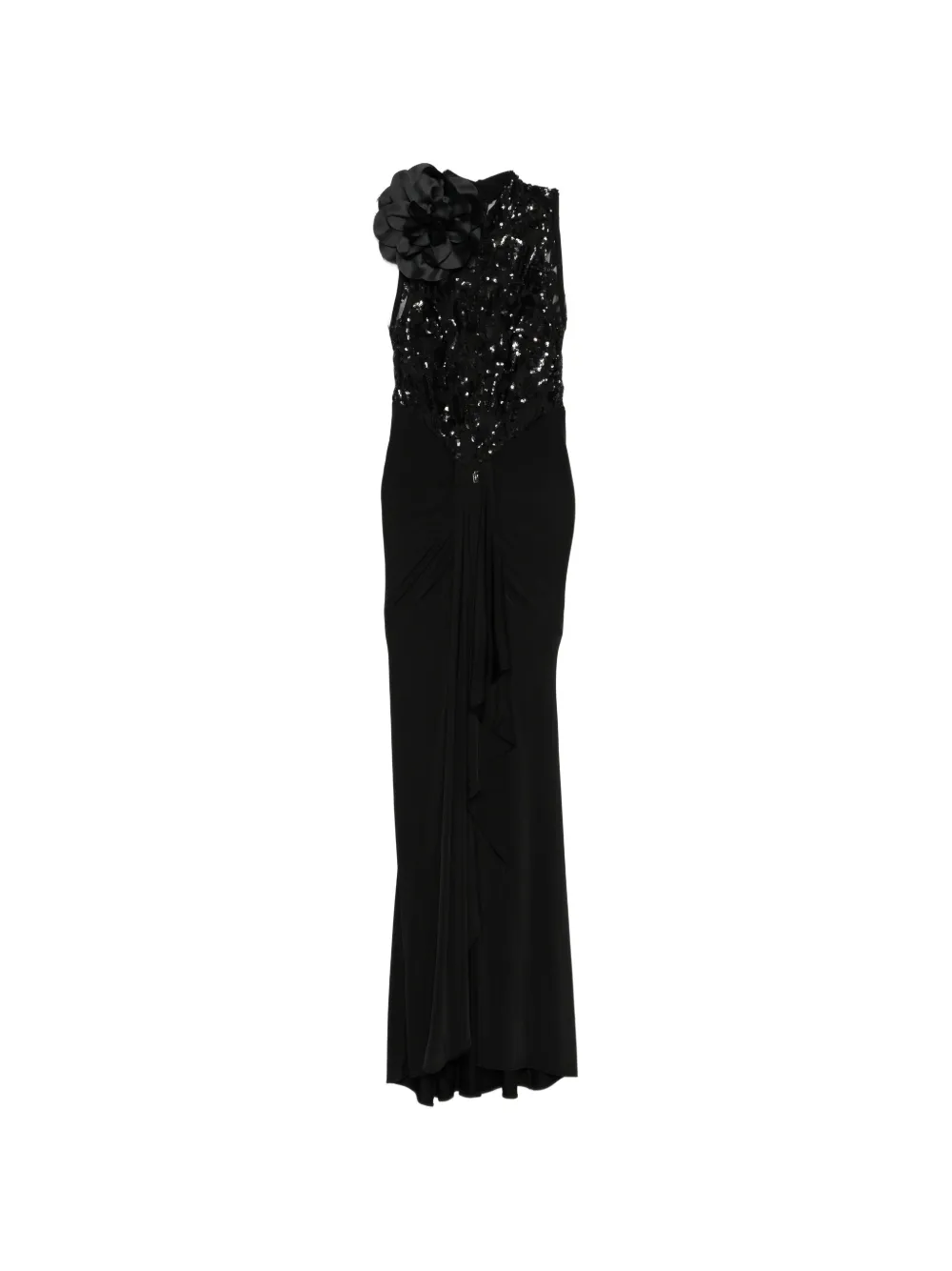 Babylone Paris Babylon flower-detail asymmetric dress - Black