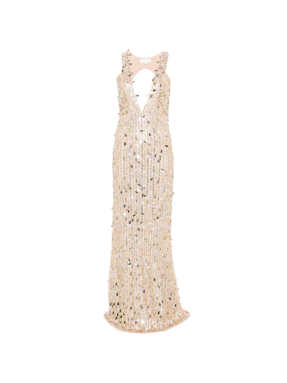 Babylone Paris sequin-embellished V-neck maxi dress - Neutrals
