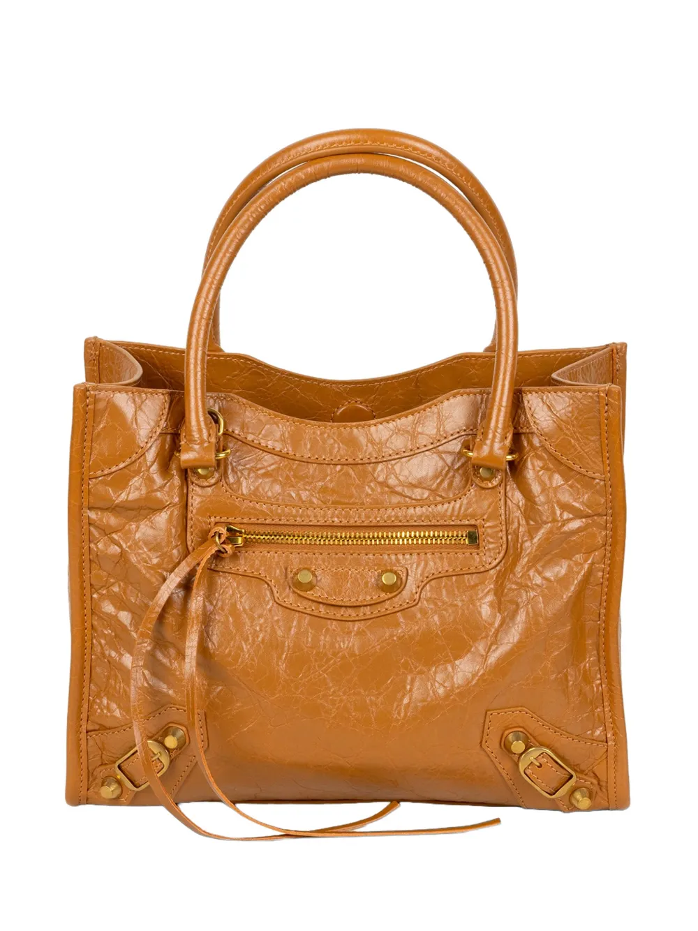 Balenciaga zip lamb clutch bag - Marrone