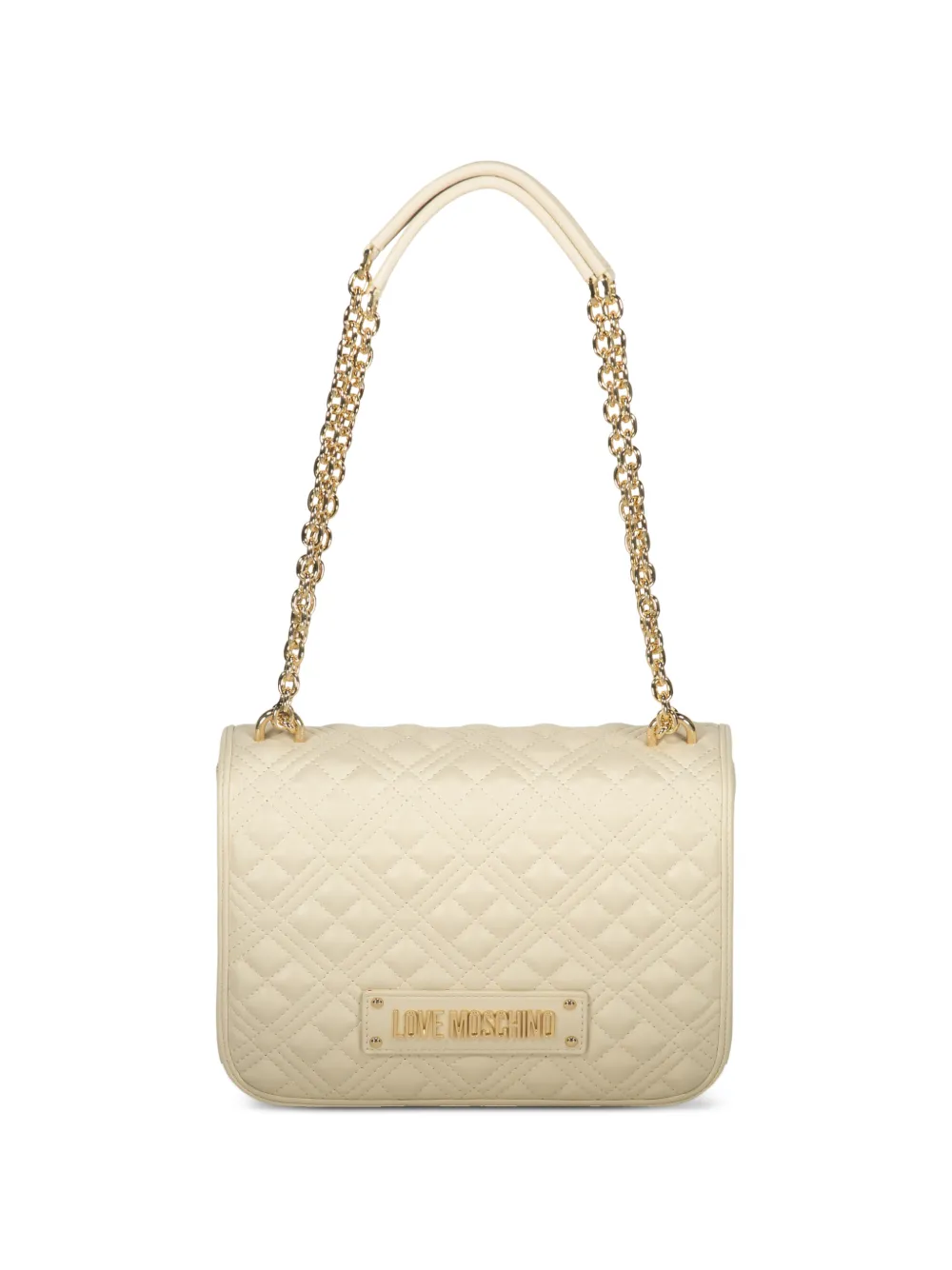 Love Moschino Handtas met ketting en logodetail Beige