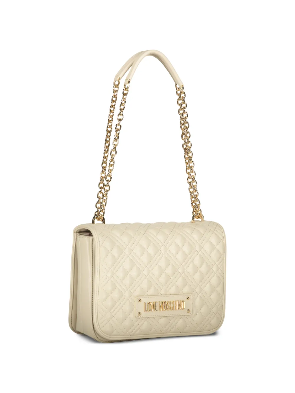 Love Moschino Handtas met ketting en logodetail Beige