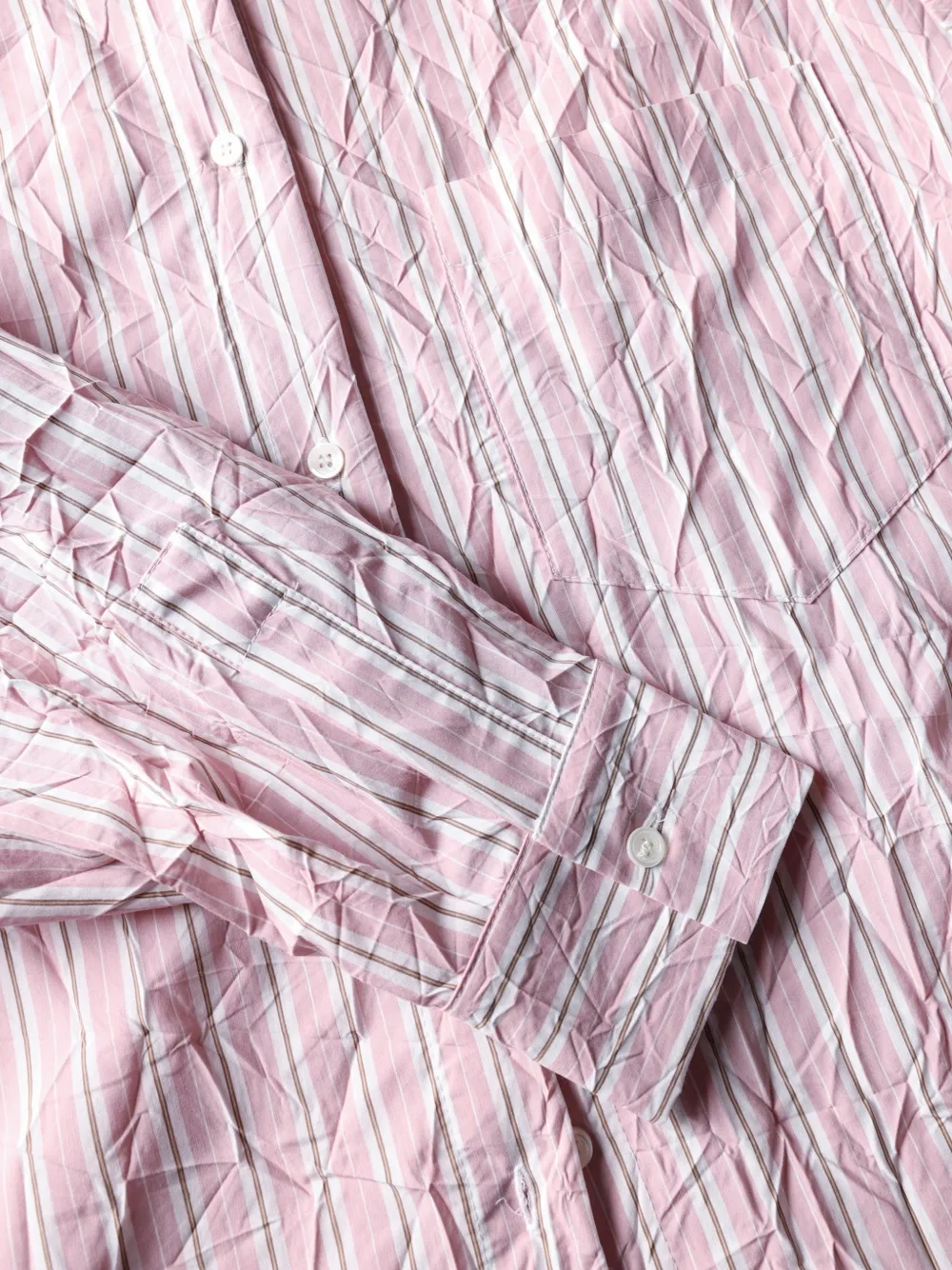  Roberto Collina Striped Wrinkled Shirt - Pink 
