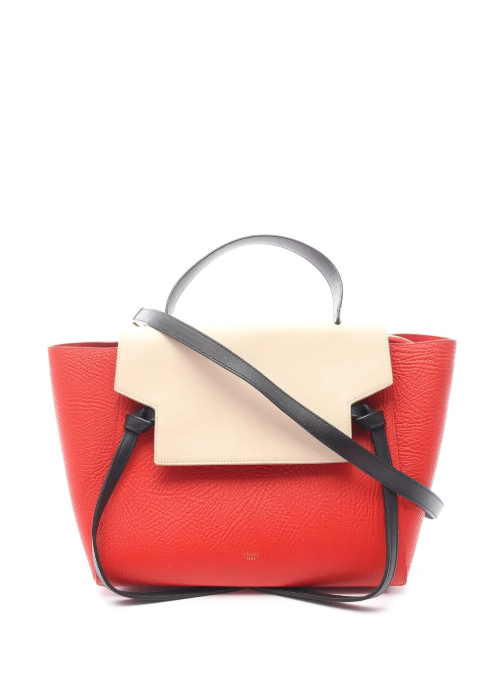 Celine Pre-Owned 2010-2026 Mini Tricolor Grained Calfskin Belt Bag satchel - Rosso