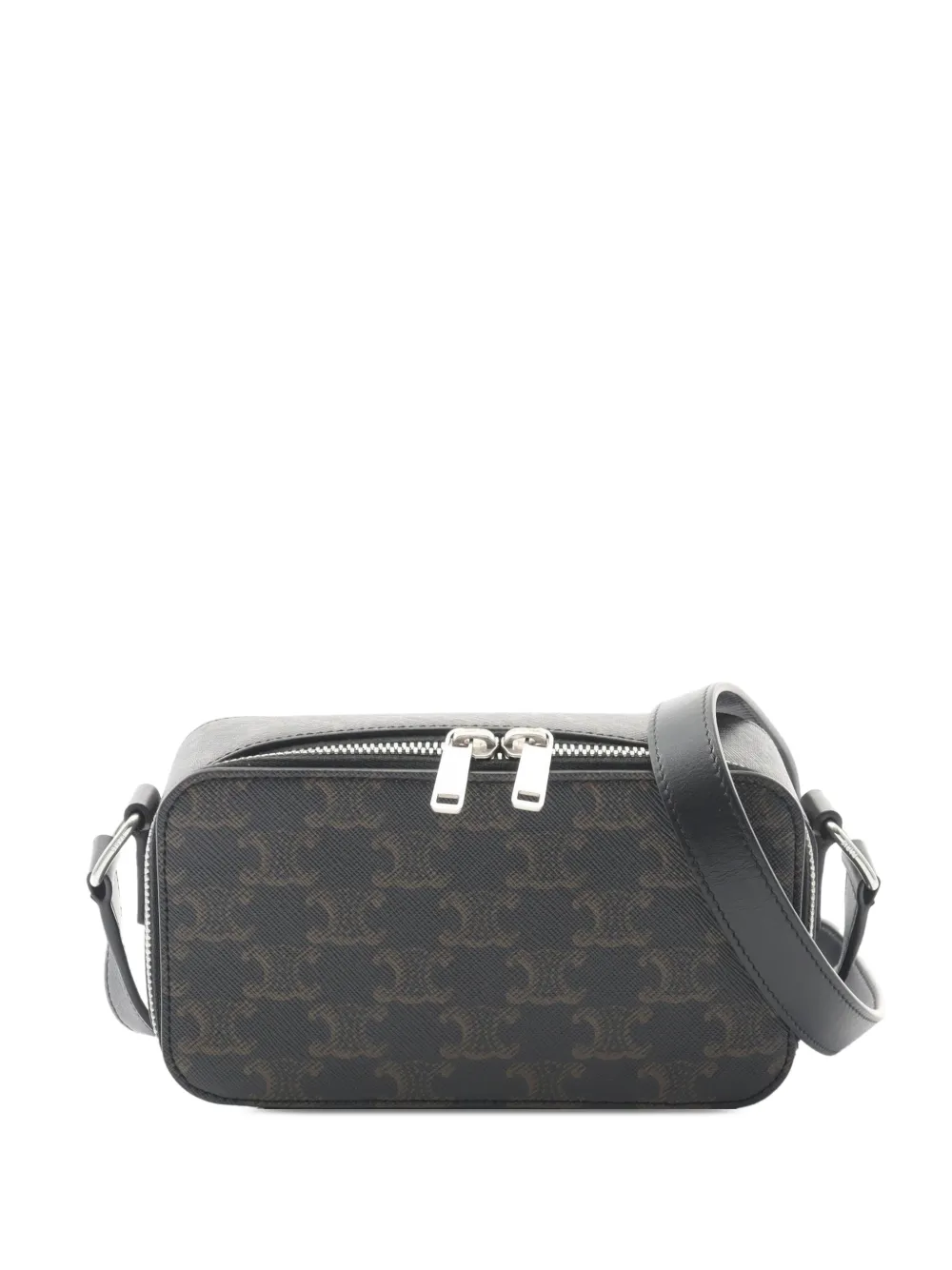 Celine Pre-Owned 2021-2025 Triomphe Coated Canvas crossbody bag - Nero