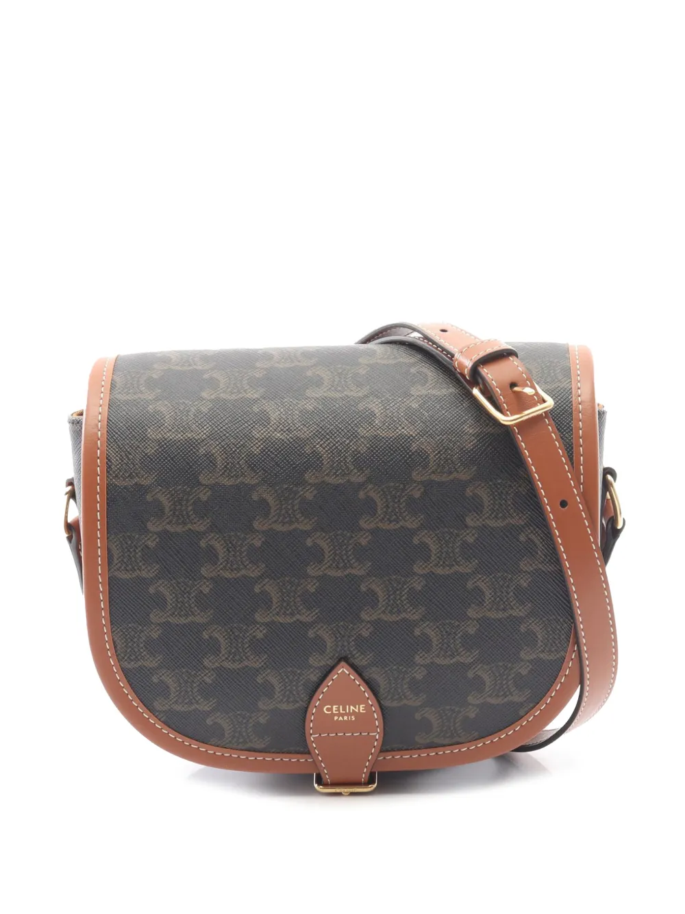 Celine Pre-Owned 2021-2026 Medium Triomphe Coated Canvas Folco crossbody bag - Black