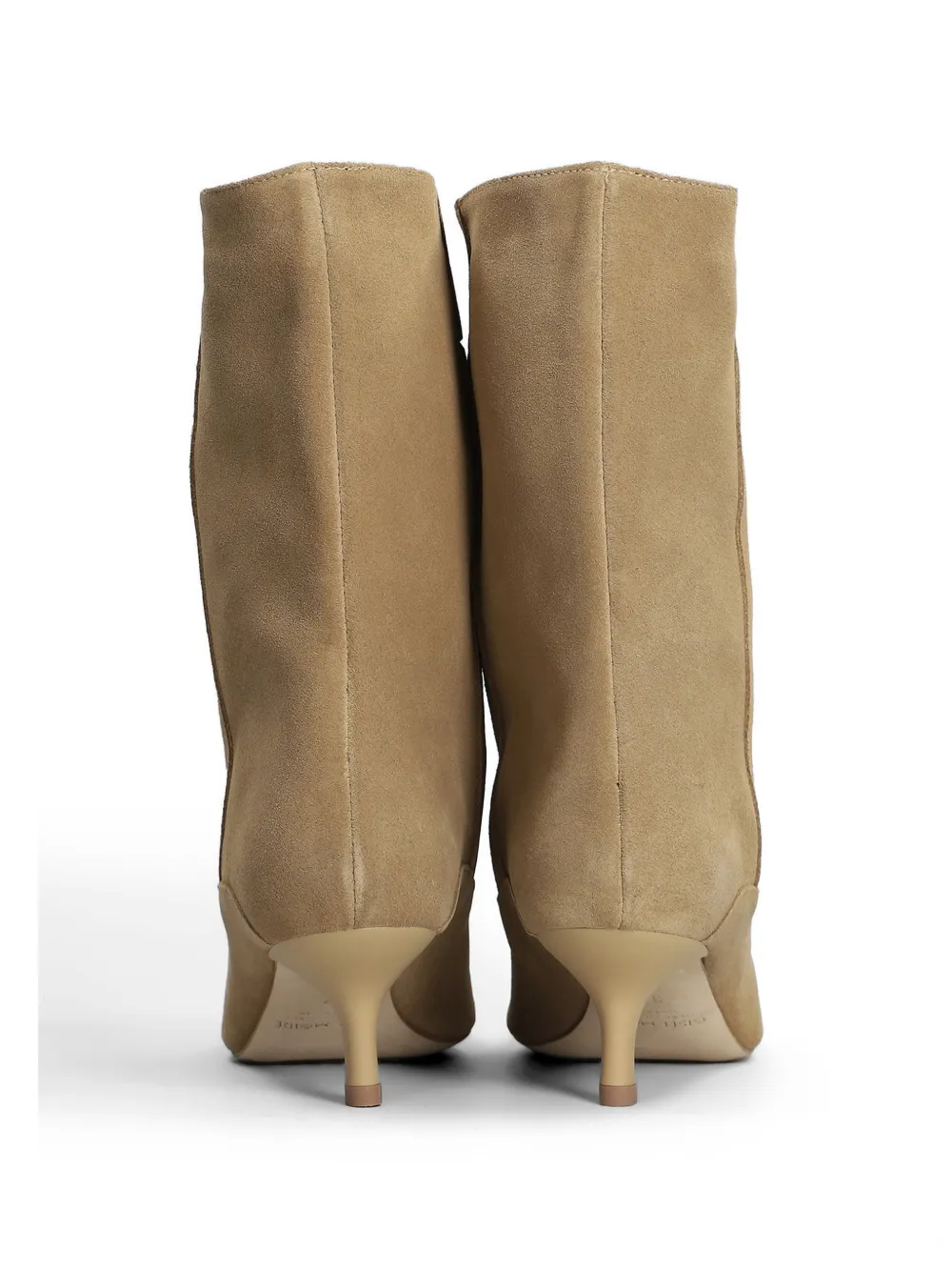 Gisel Moire 50mm Dana pointed-toe kitten-heel ankle boots Beige