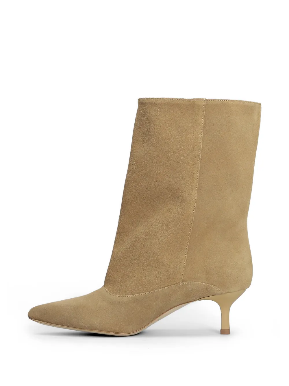 Gisel Moire 50mm Dana pointed-toe kitten-heel ankle boots Beige
