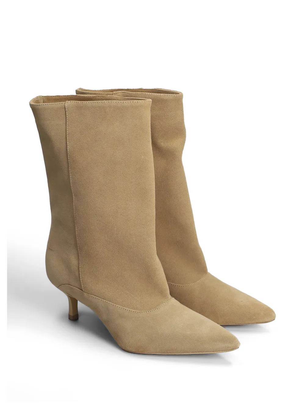 Gisel Moire 50mm Dana pointed-toe kitten-heel ankle boots Beige