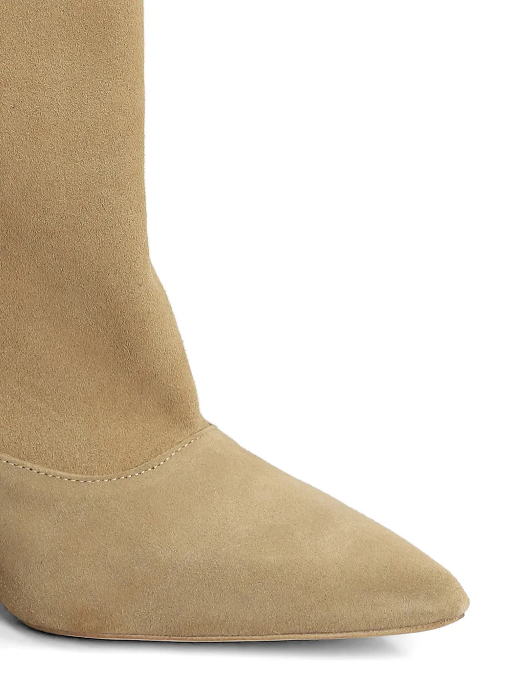 Gisel Moire 50mm Dana pointed-toe kitten-heel ankle boots Beige