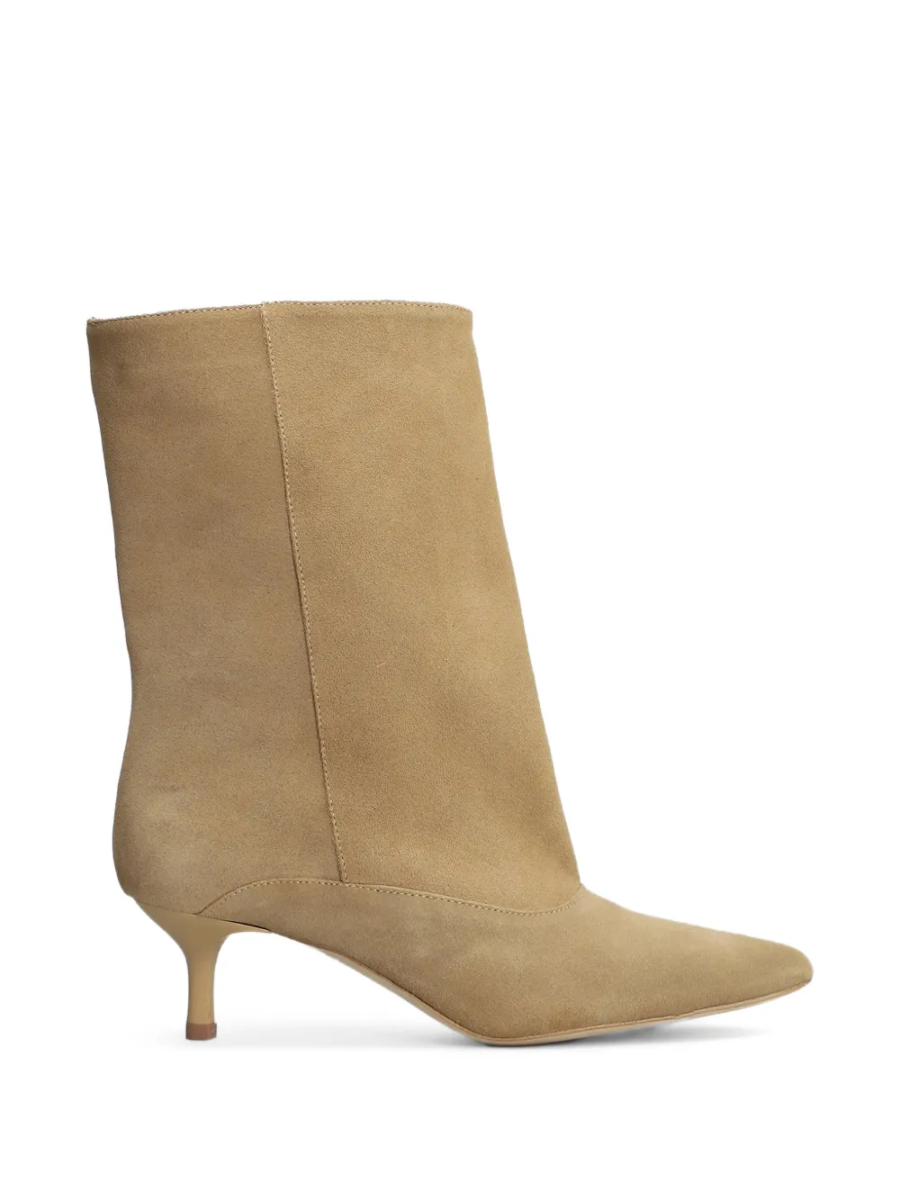 Gisel Moire 50mm Dana pointed-toe kitten-heel ankle boots Beige