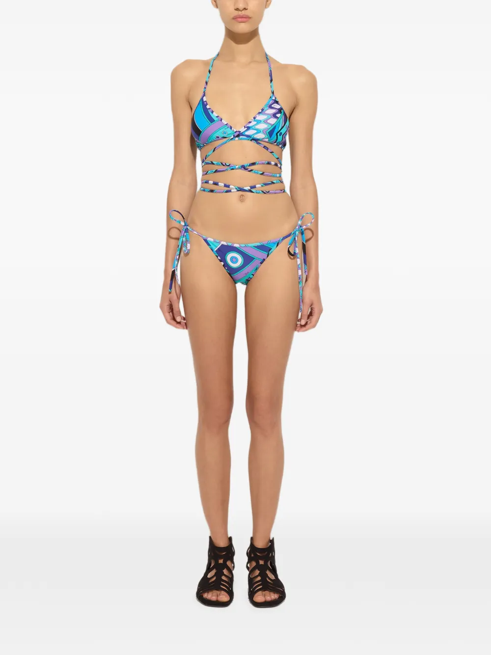  Pucci Top Bikini Con Stampa Vivara - Blu 