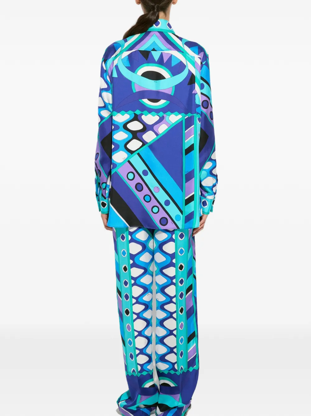 PUCCI Zijden blouse met Vivara-print Blauw