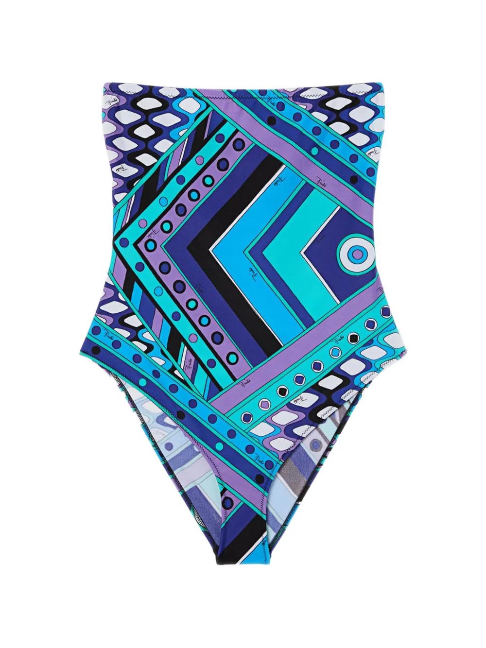 PUCCI geometric-print strapless swimsuit - Blu