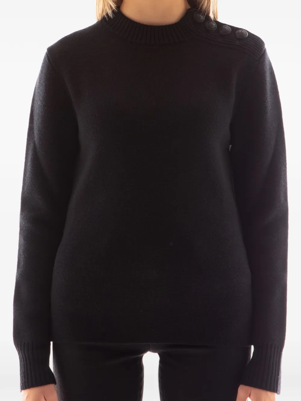 Rabanne buttoned mock-neck sweater - Nero