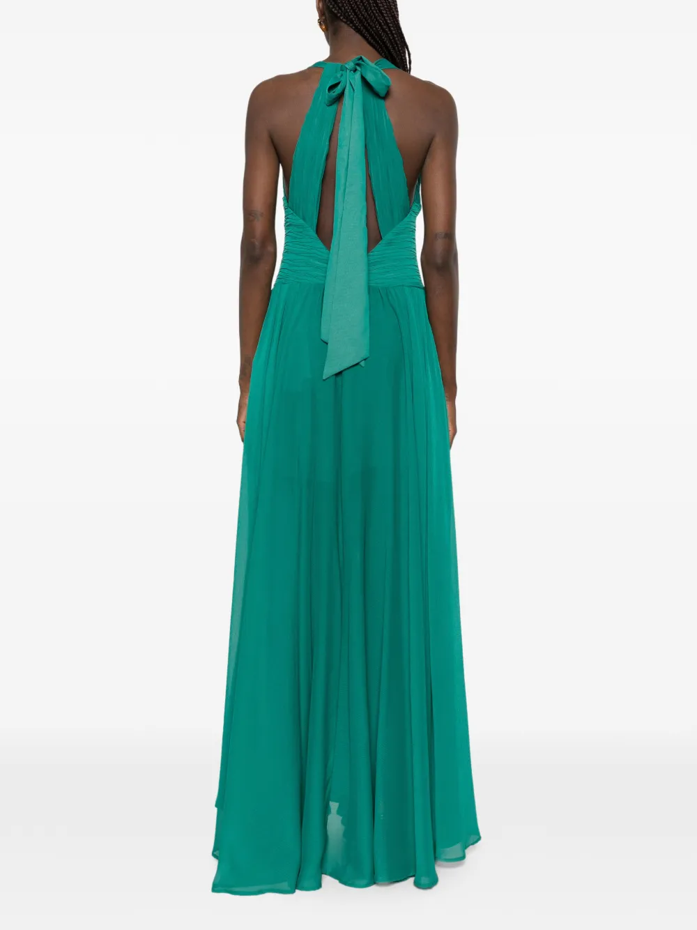 Babylone Paris Maxi-jurk verfraaid met bloemen en ruches Groen
