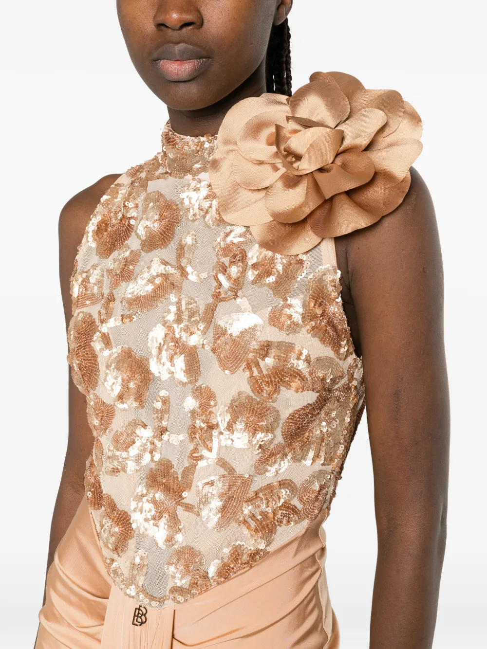 Babylone Paris Maxi-jurk met pailletten Beige