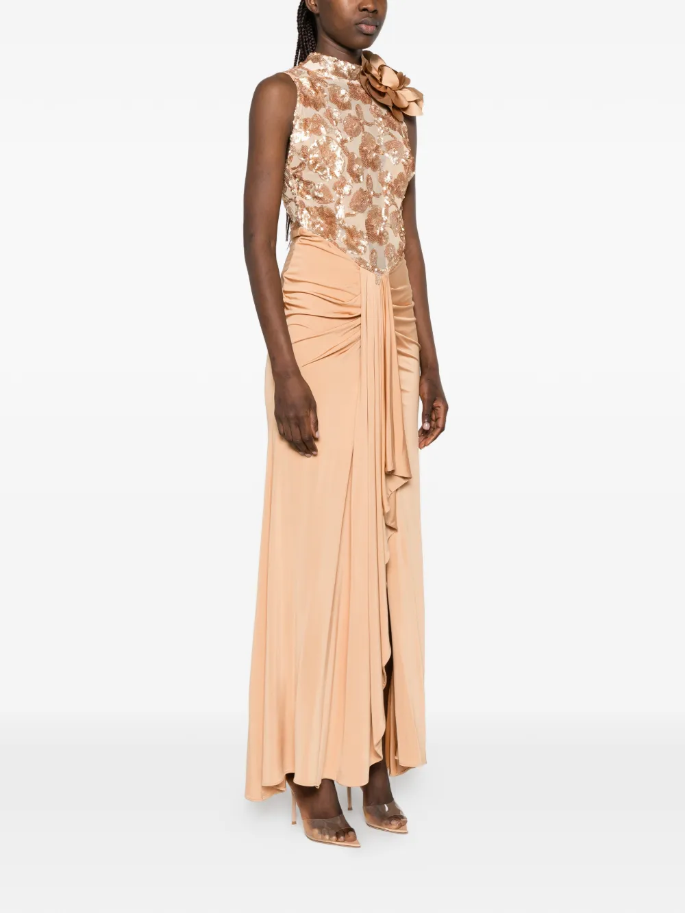 Babylone Paris Maxi-jurk met pailletten Beige