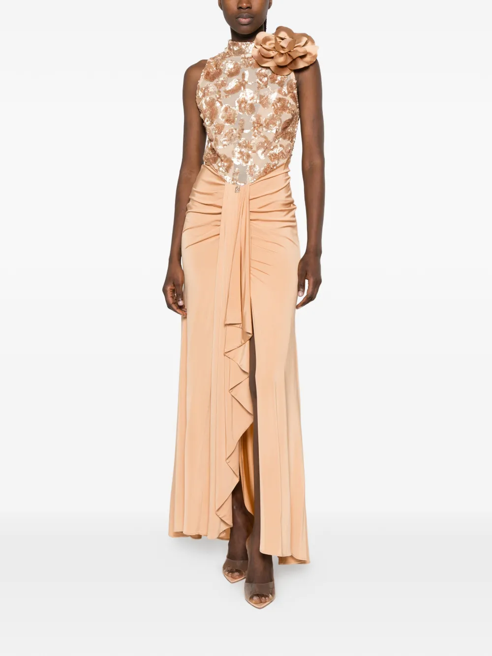 Babylone Paris Maxi-jurk met pailletten Beige