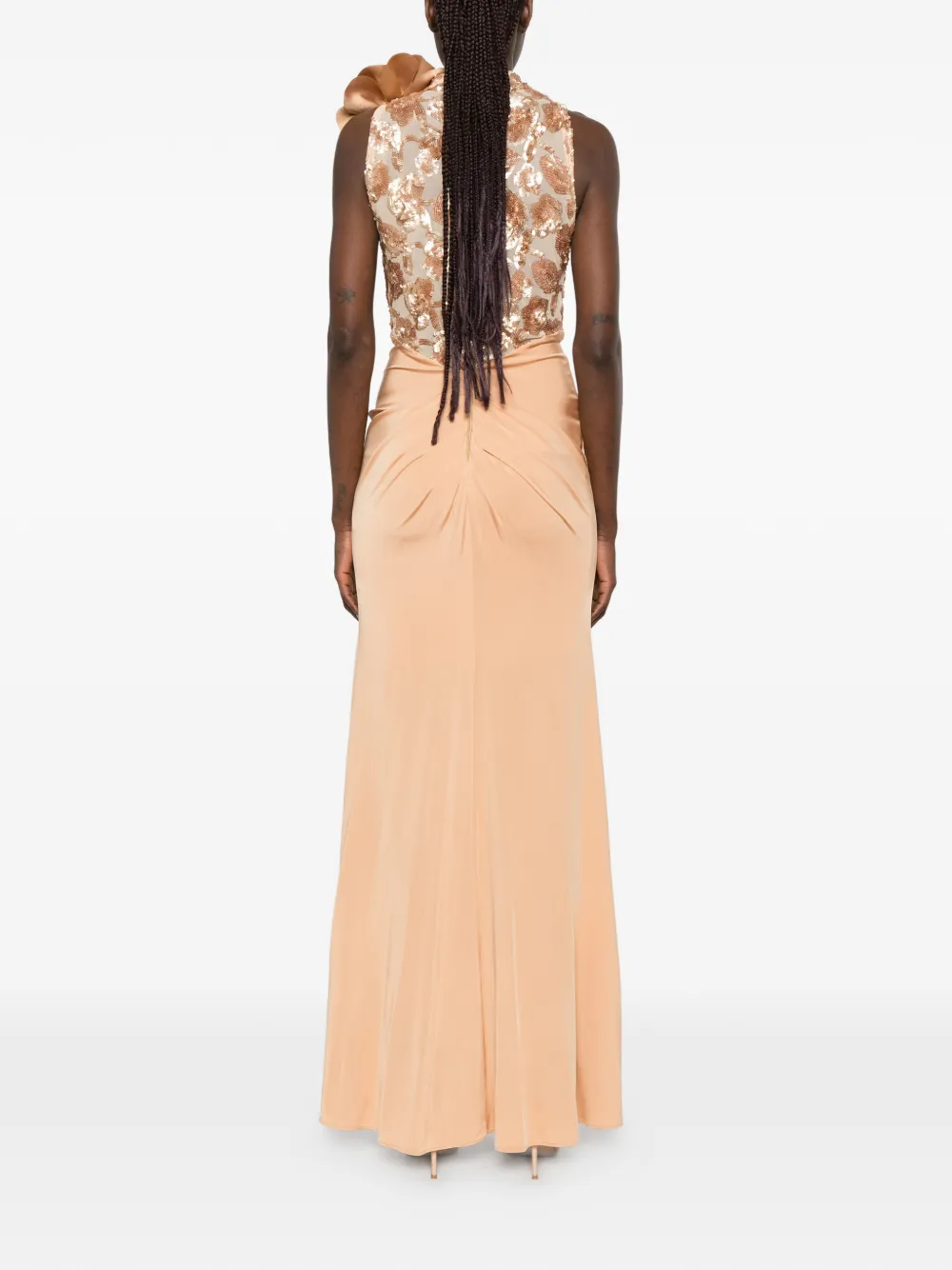 Babylone Paris Maxi-jurk met pailletten Beige