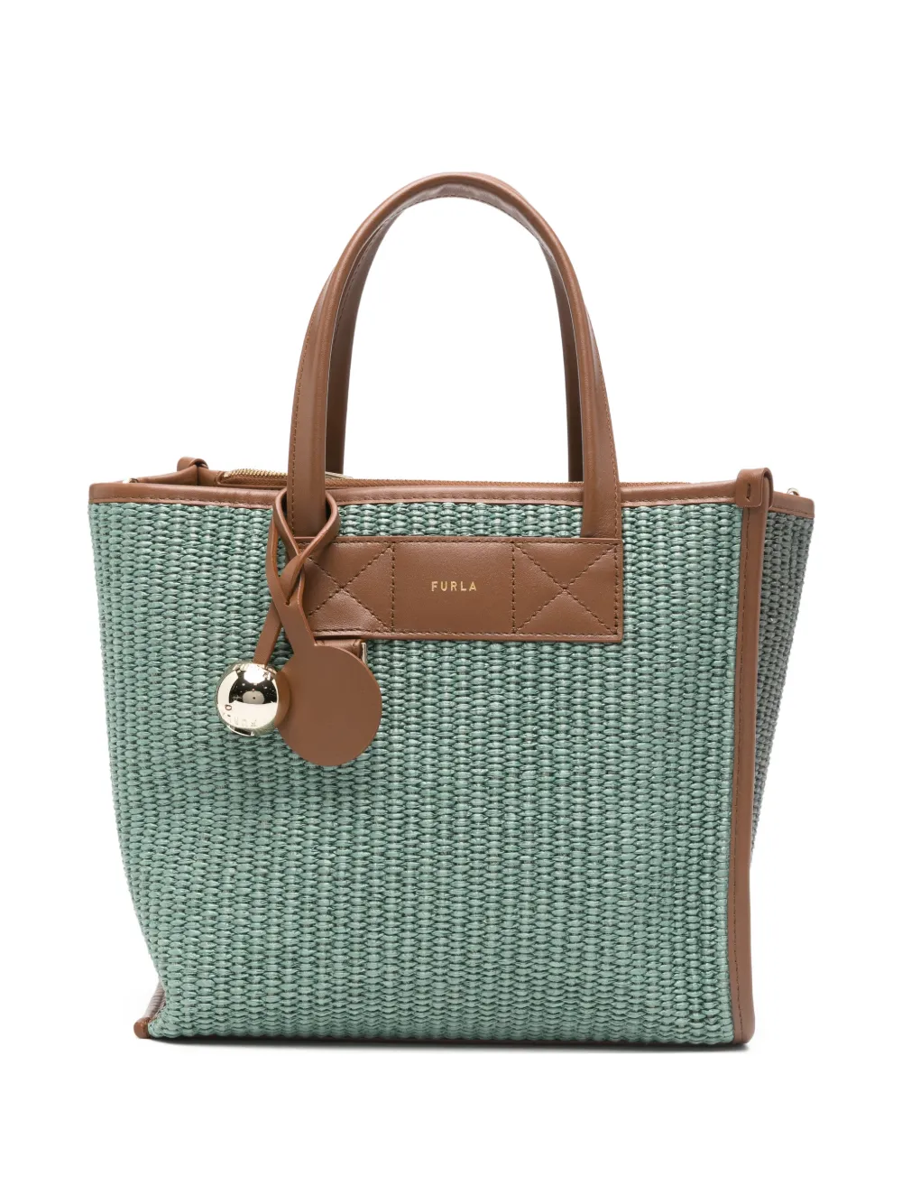 Furla woven top handle tote bag - Verde
