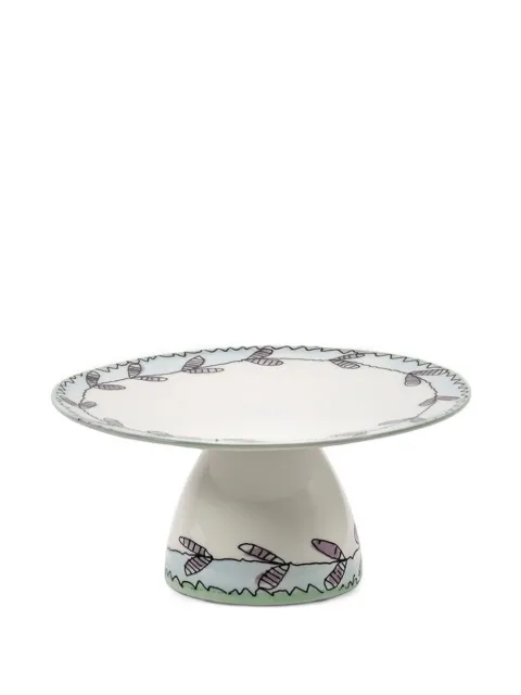 Serax leaf-print pedestal cake stand