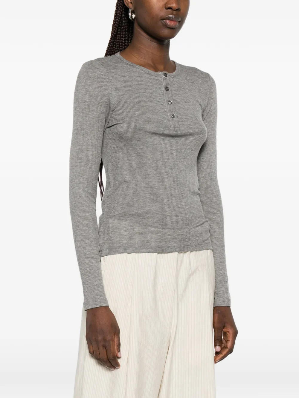  Samsoe Samsoe Top Con Botones Y Manga Larga - Gris 