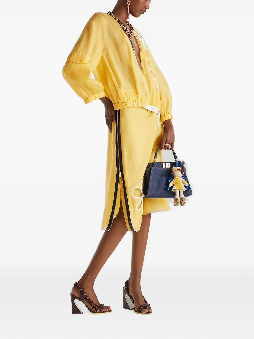 FENDI Peekaboo kleine shopper met handvat Blauw