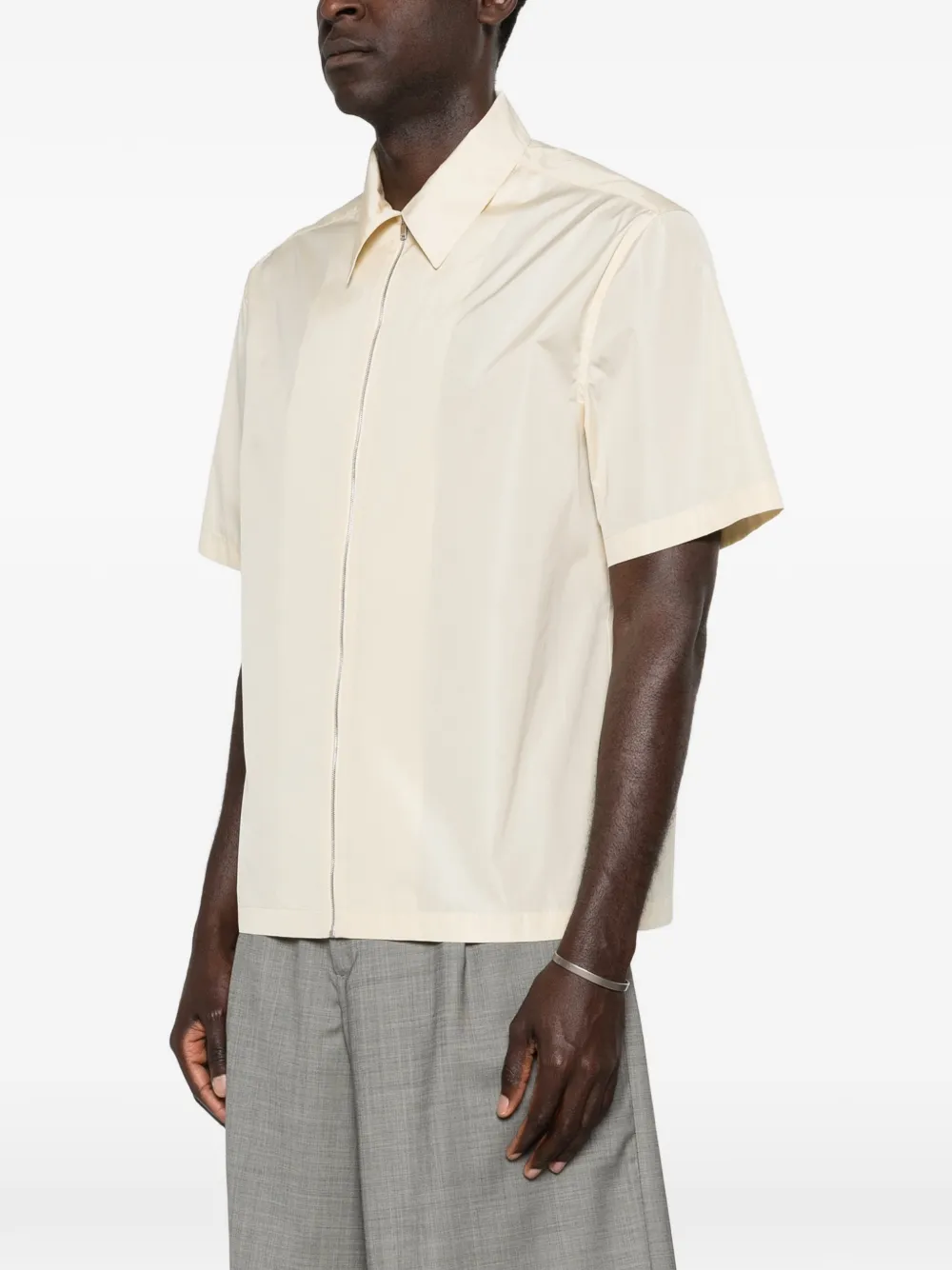 Jil Sander Overhemd met rits en korte mouwen Beige