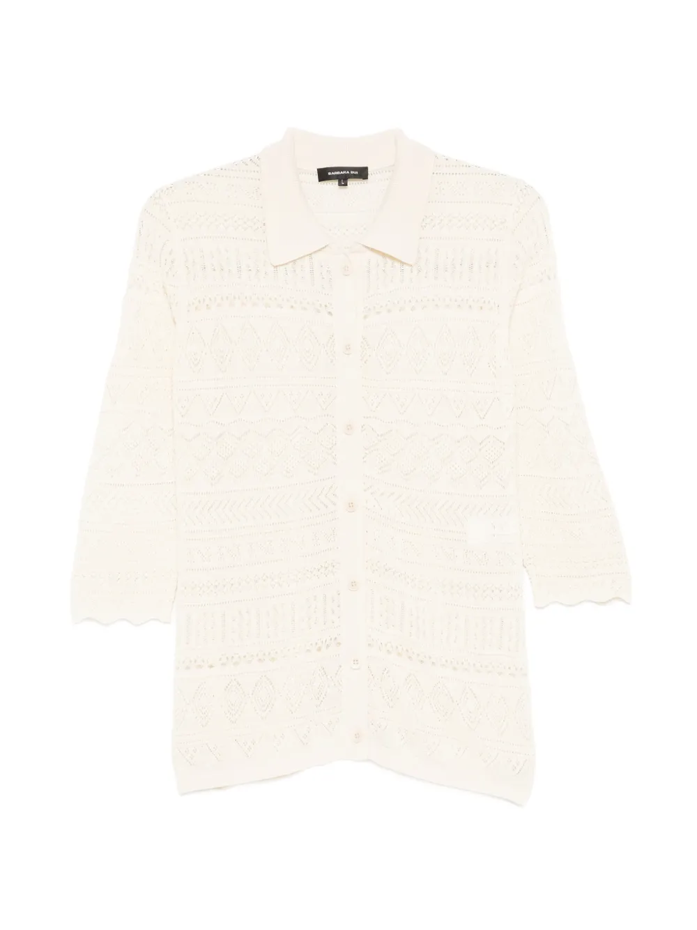 Barbara Bui Pointelle-knit Geometric-pattern Shirt In Pink